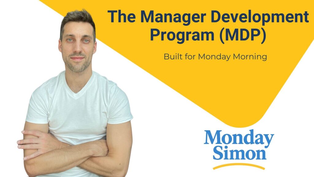 Manager Development Program course overview showing 5 complete training modules