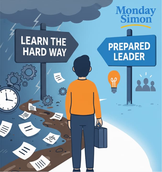 Leadership development program illustration showing future leader prepared for success