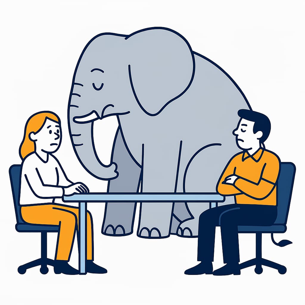 New manager training illustration showing mistakes like avoiding difficult conversations.